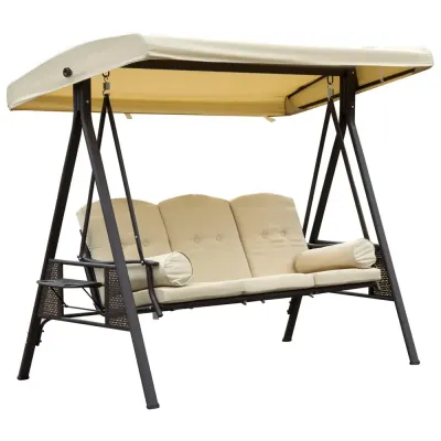 Hammock Beige Brun för Tre Personer 121x208x172 cm